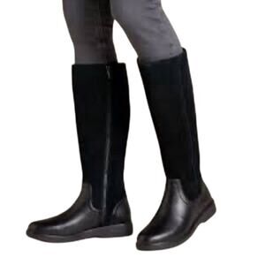 Clarks Unstructured Un Elda Hi Black Leather Knee High Riding Boots NIB 6